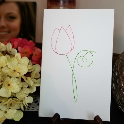 embrodiery card design tulip 
